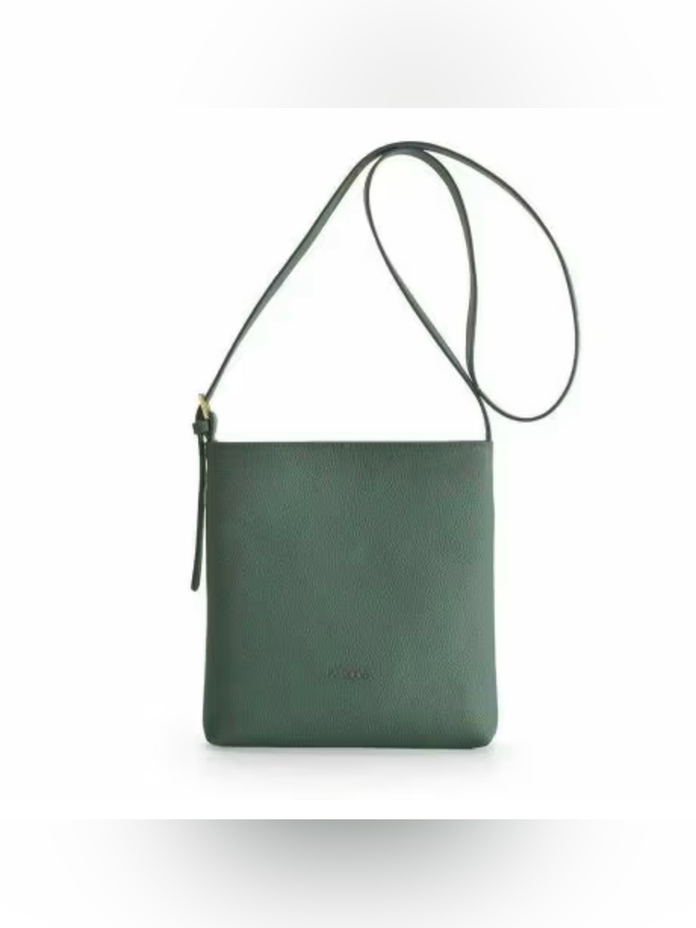 Minimal Dark Green Leather Crossbody Bag with Slim Strap